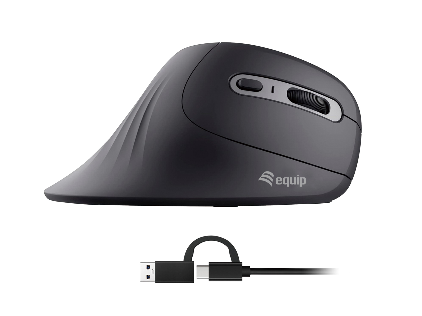 Equip Ergonomische Maus USB-A/-C Stker 1.80m Rechts schwarz