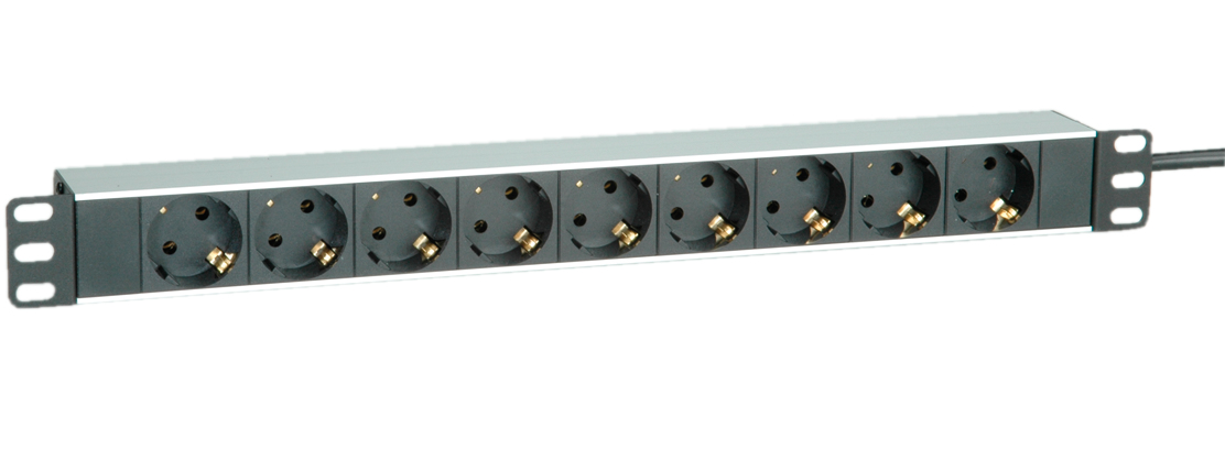 ROLINE 48,26cm 19Zoll-Steckdosenleiste 9fach Aluminium 2m