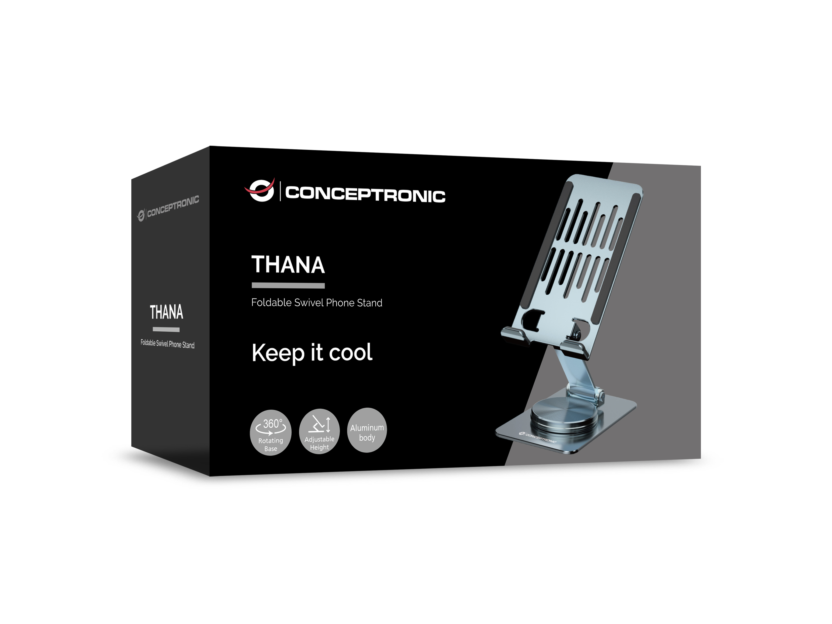 CONCEPTRONIC Handy Halterung 360°/drehbar/höhenverst. grau
