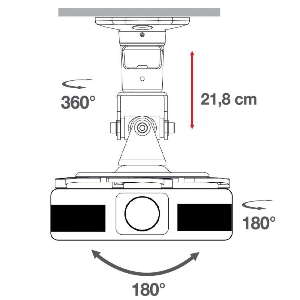 TECHLY Universal Deckenhalterung fuer Beamer und Projektoren bis 10Kg Vollbeweglich durch vier Halterungsarme