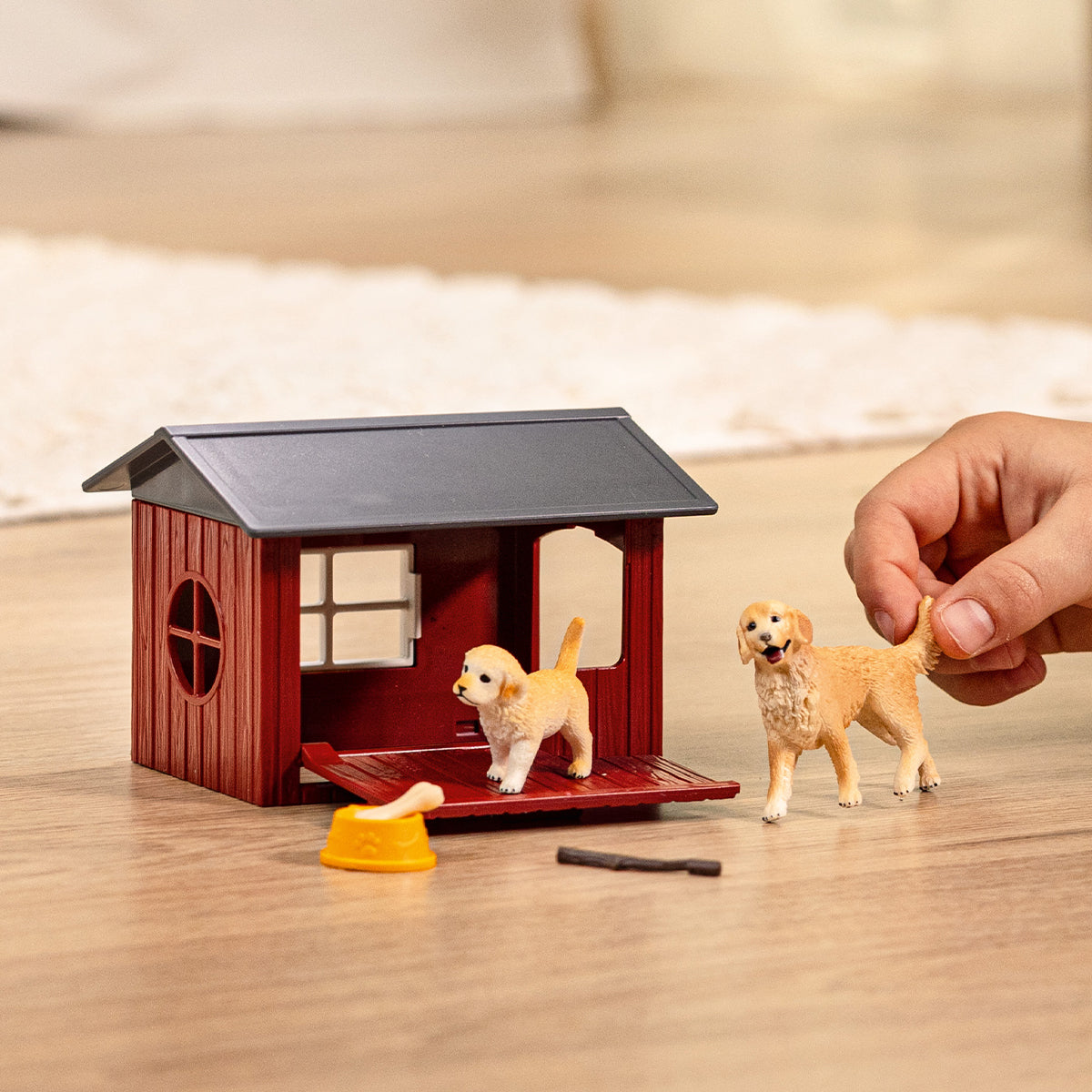 Farm World Hundehütte mit Goldenretrievern, Spielfigur