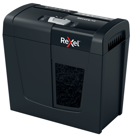 Rexel Secure X6 Aktenvernichter mit Partikelschnitt P-4, 4 x 40 mm, bis 6 Blatt, schwarz