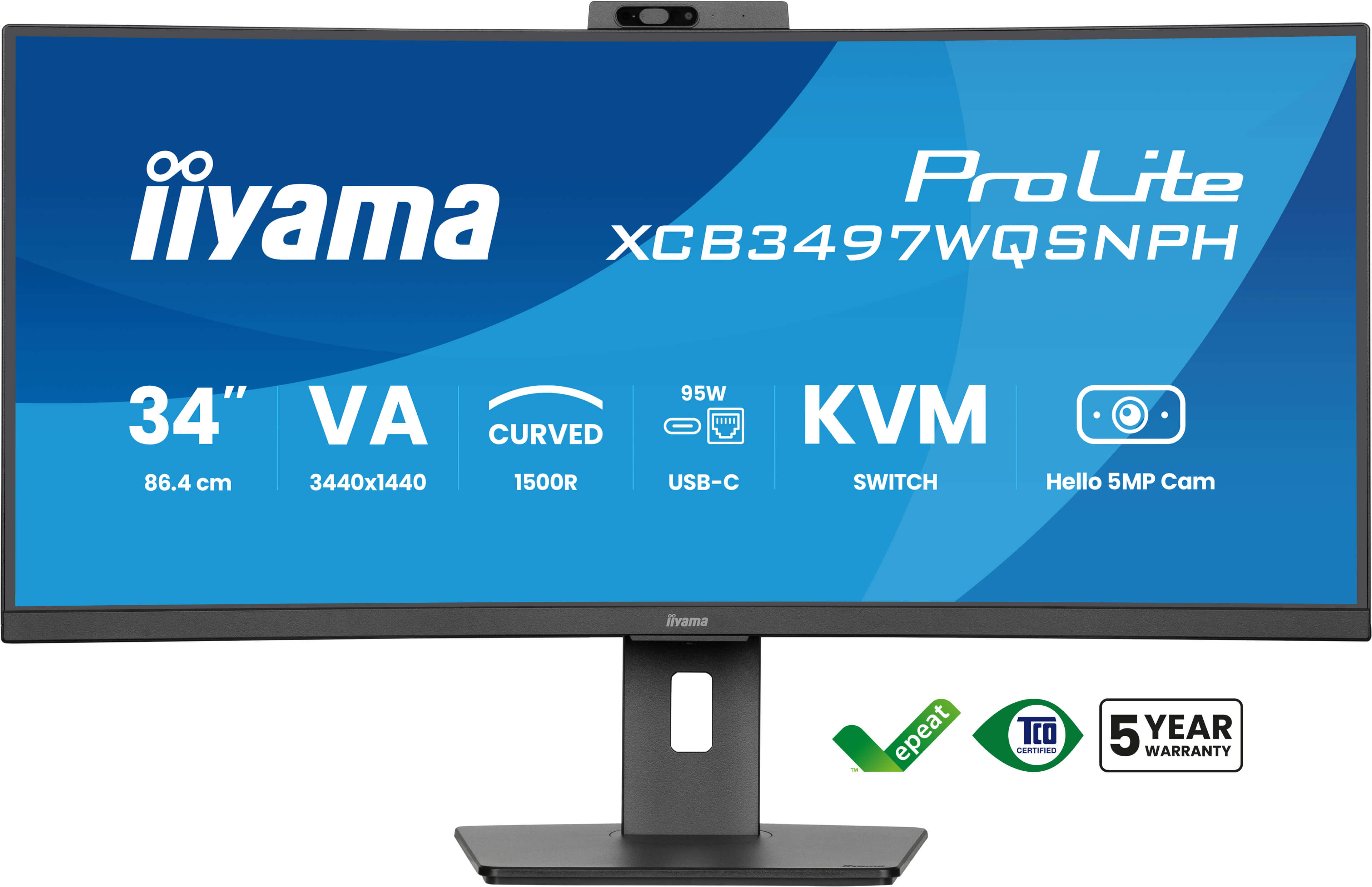 XCB3497WQSNPH-B1 34 IN UQHD UW 350CD/QM 0.4MS USB-C DOCK (LAN