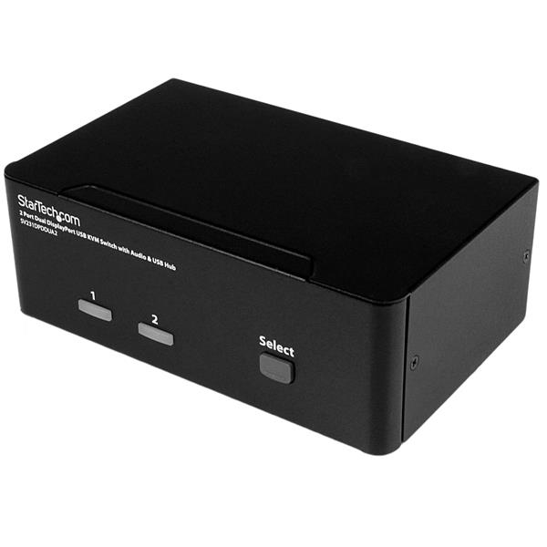 STARTECH.COM DisplayPort KVM Switch - 2 Port - Dual-Display - 4k 60hz - USB Hub - Audio and Microphone