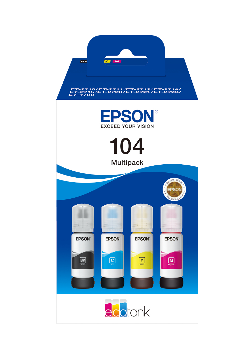EPSON 104/T00P64 schwarz, cyan, magenta, gelb Tintenflaschen, 4er-Set