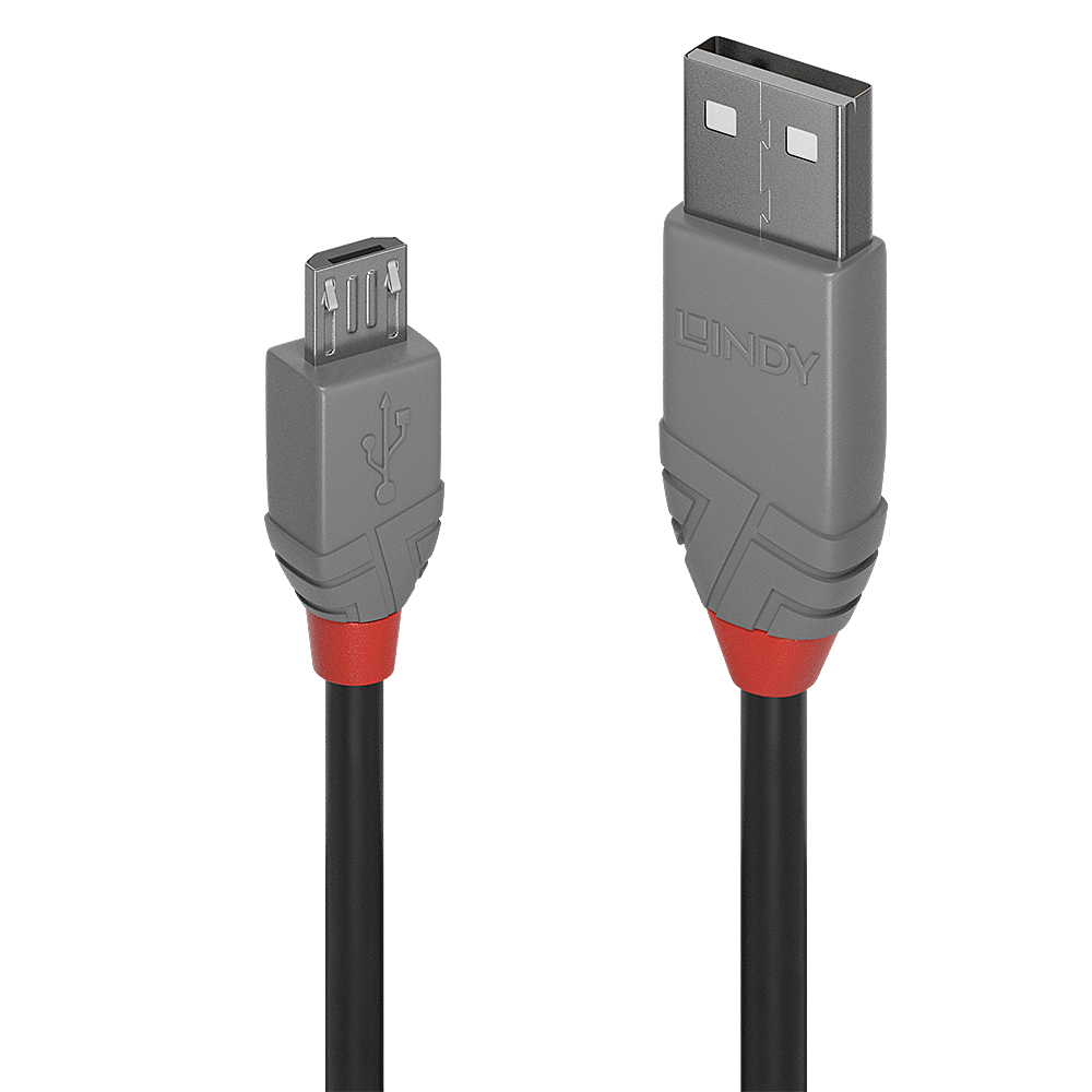 0.2M USB 2.0 TYP A AN MICRO-B KABEL ANTHRA LINE