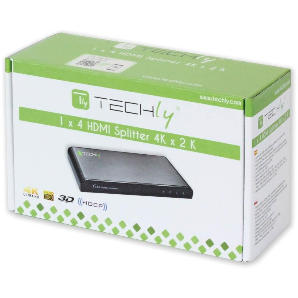 Techly HDMI Splitter 4K, UHD, 3D, 4 Wege