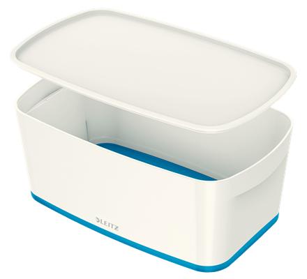LEITZ MyBox Aufbewahrungsbox 5,0 l perlweiß/blau 31,8 x 19,1 x 12,8 cm, 1 St.