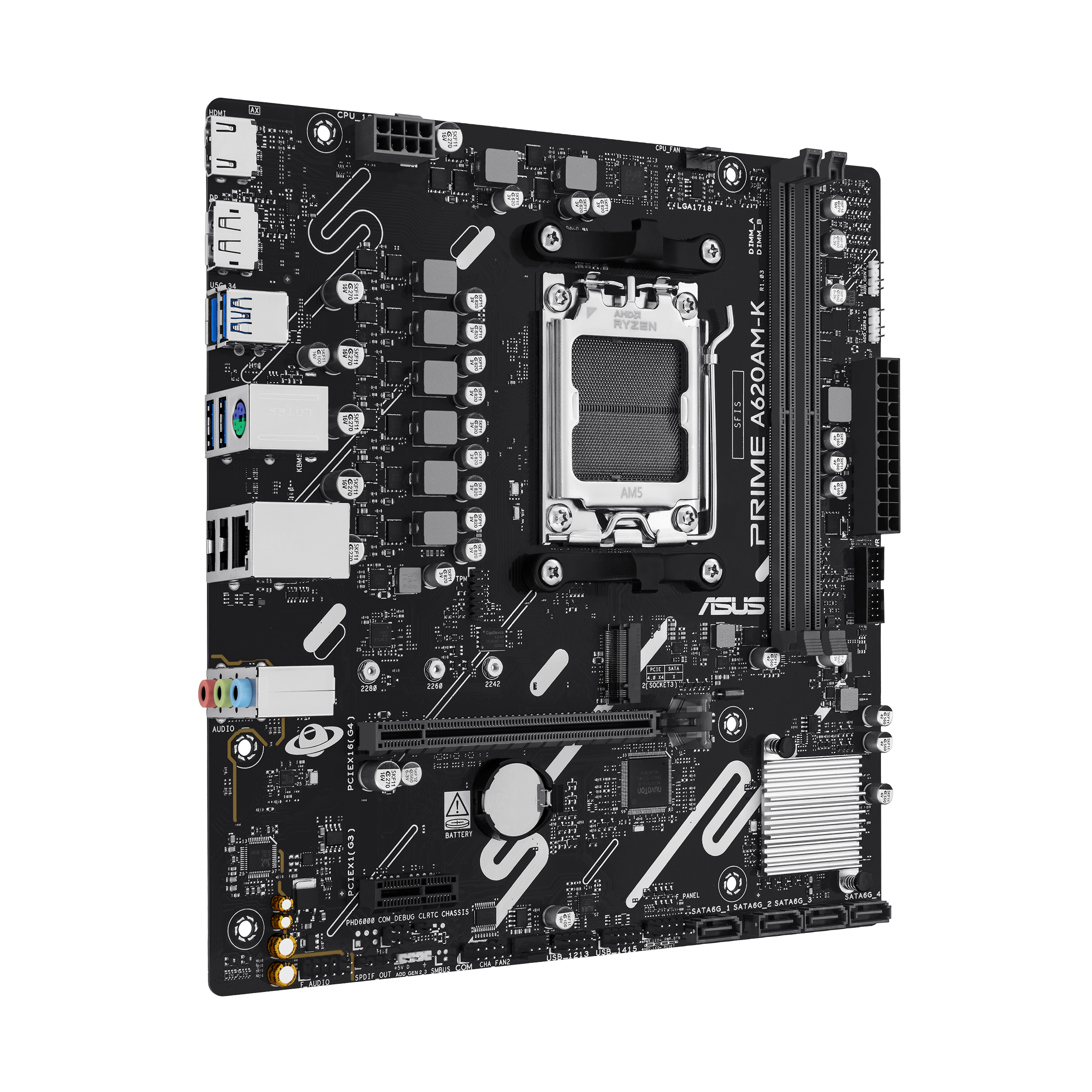 ASUS AMD A620A mATX motherboard 2xDDR5 1xHDMI 2.1 1xDP 1.4 1xM.2 4xSATA