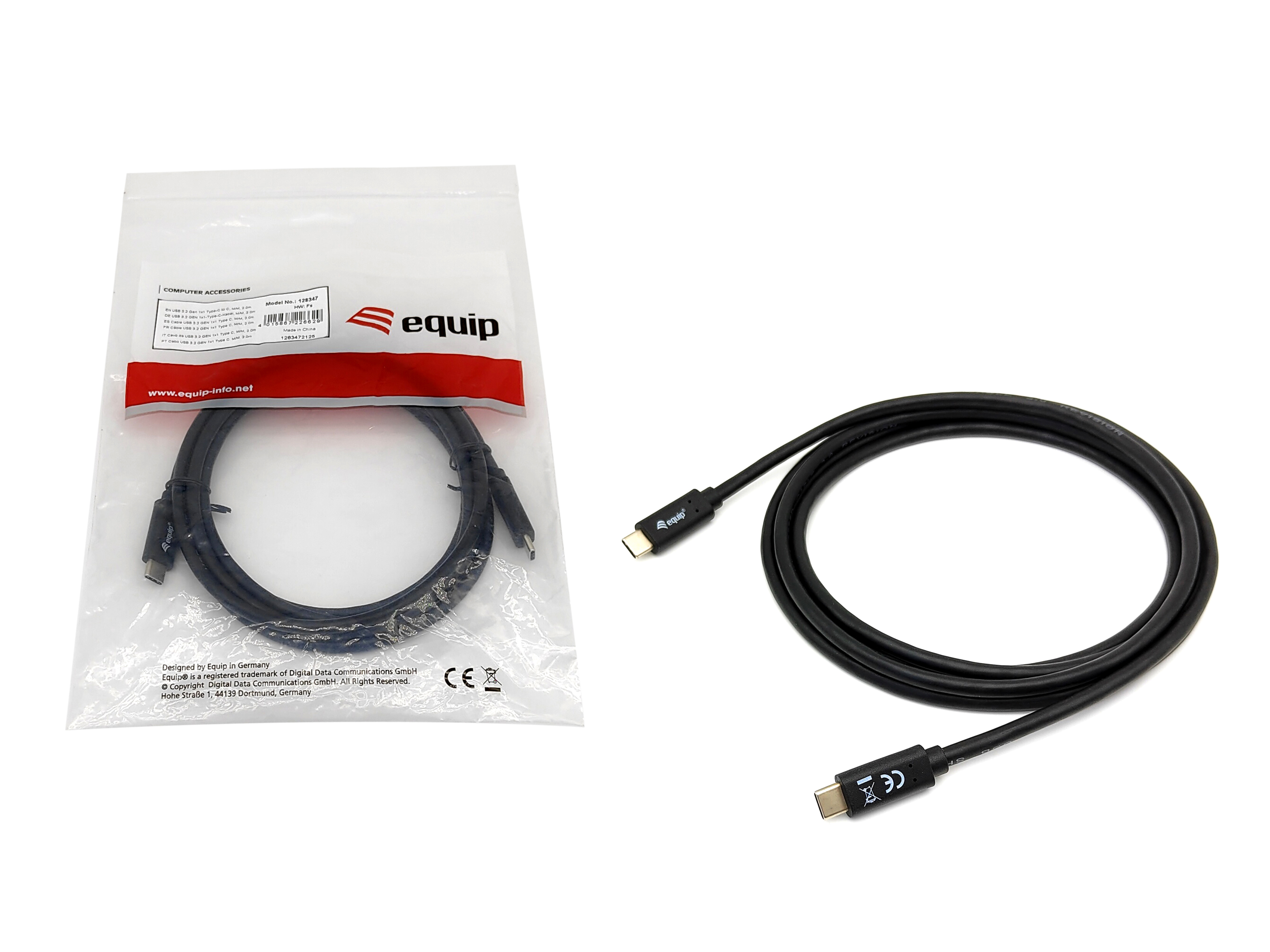 Equip Kabel USB-C3.2->C Gen1 PD60W St/St 0.50m schwarz