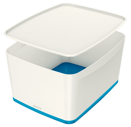 LEITZ MyBox Aufbewahrungsbox 18,0 l perlweiß/blau 38,5 x 31,8 x 19,8 cm, 1 St.