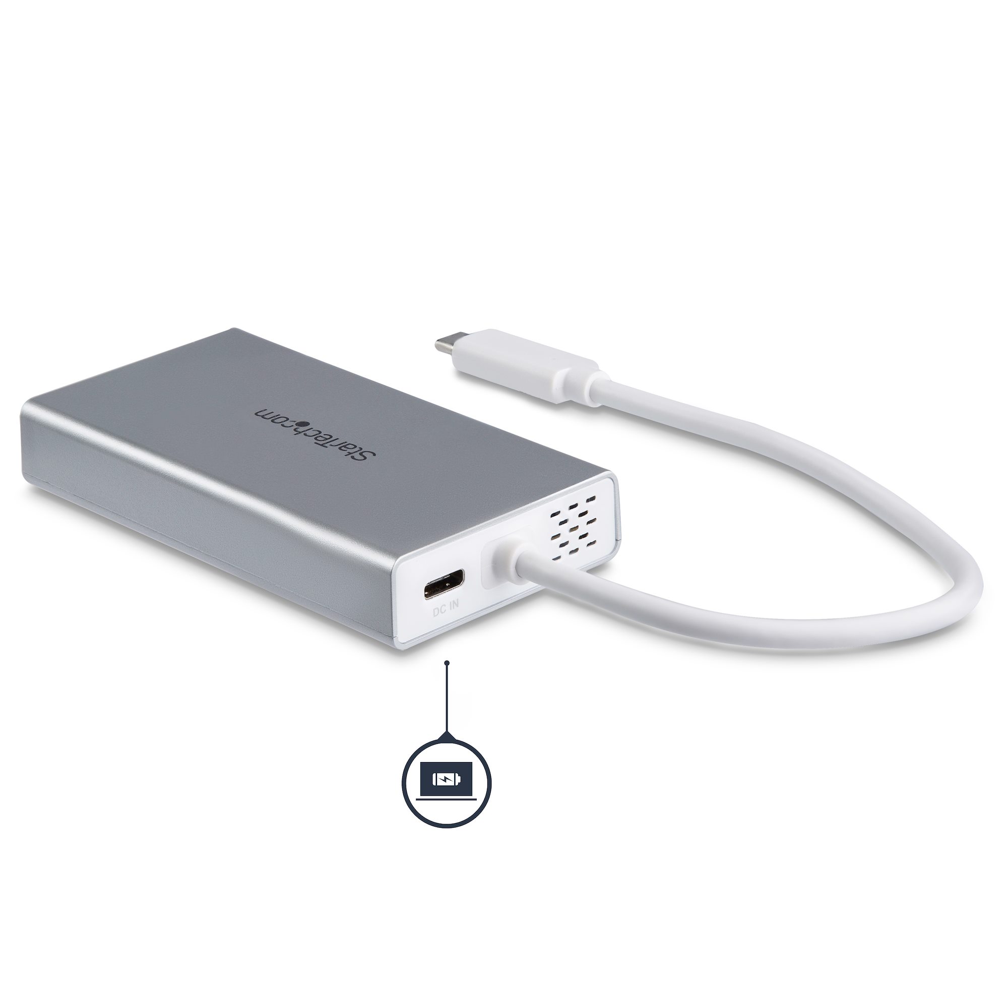 STARTECH.COM USB-C Multiport Adapter for Laptops - Power Delivery - 4K HDMI - GbE - USB 3.0 - Silver and White