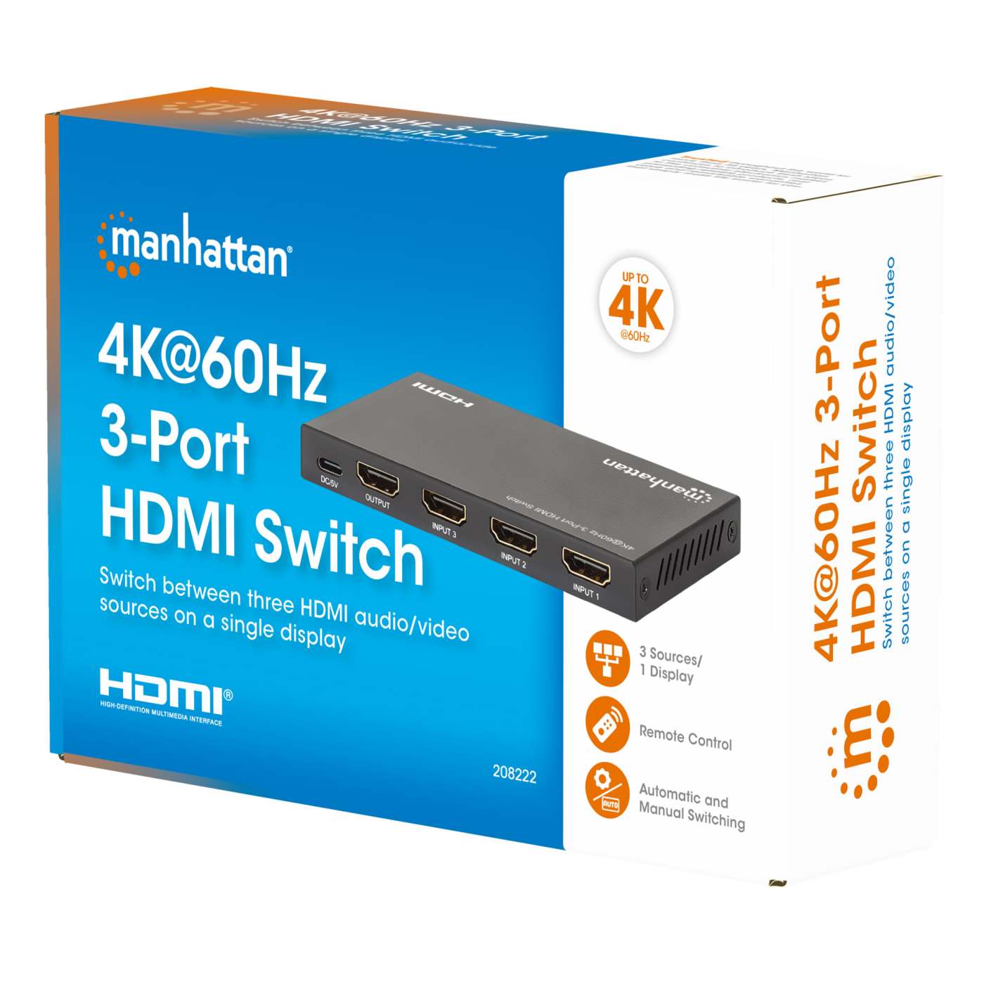 MANHATTAN 4K 60Hz 3-Port HDMI-Switch