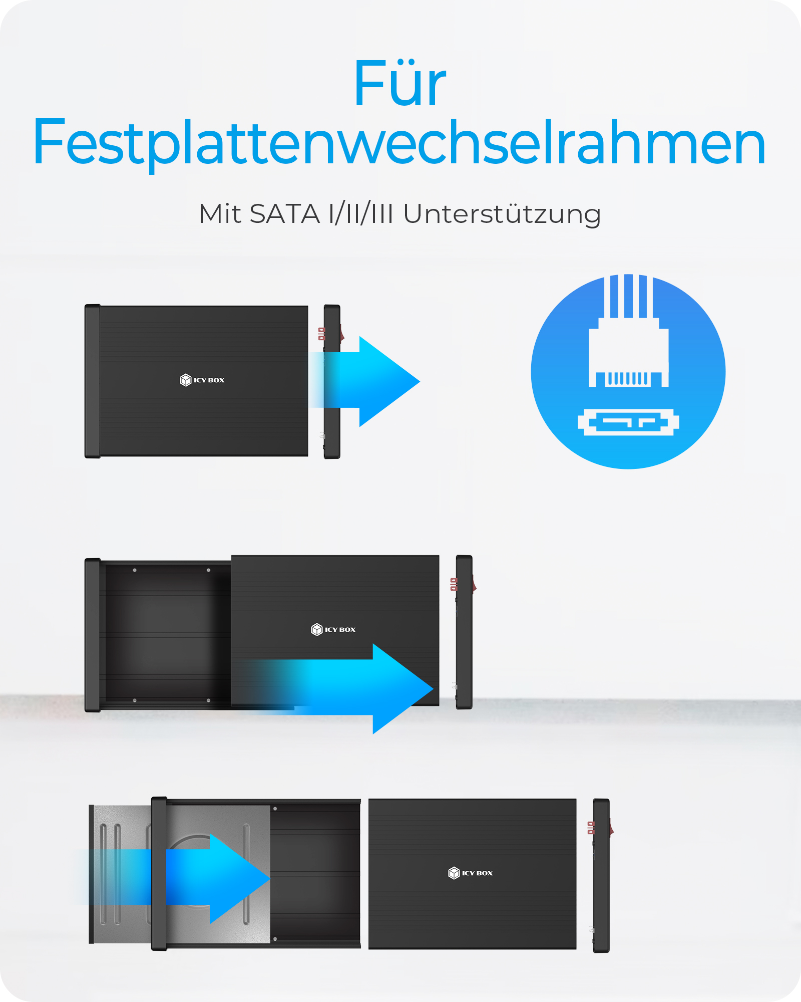 Geh. IcyBox 1x5,25 SATA DVD/ Blue-Ray, schwarz