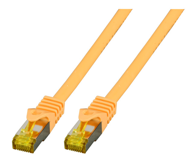 EFB Patchkabel Cat6a S/FTP LSZH mit Cat7 Rohkabel 30m GELB 10 Gigabit Ethernet 600MHz 4x2xAWG26/7 Flammwidrig Raucharm