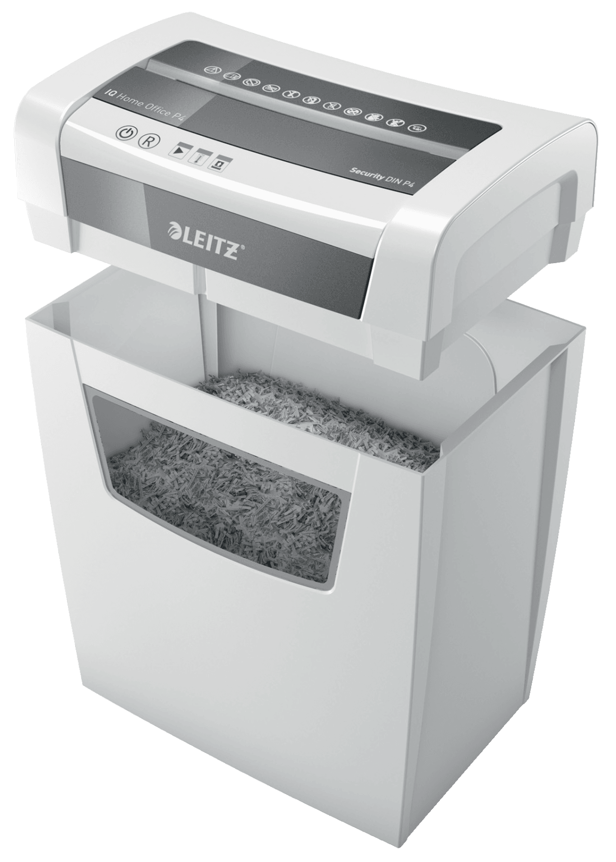 LEITZ IQ Home Office Aktenvernichter mit Partikelschnitt P-4, 4 x 28 mm, bis 10 Blatt, weiß