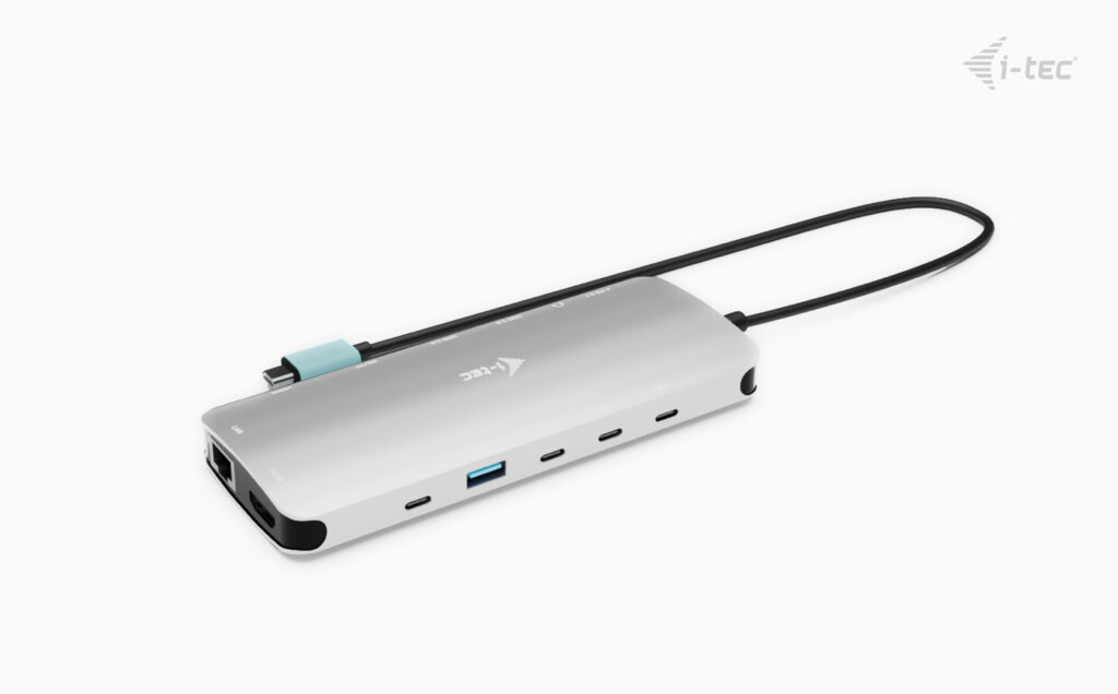 I-TEC USB-C Metal Nano Dock 2x HDMI 1x USB-C Video 1x GLAN 1x Audio/Mic 1xSD/microSD 1x USB 3.2 3x USB-C 3.2 Gen2 2x USB 2.0 PD140W