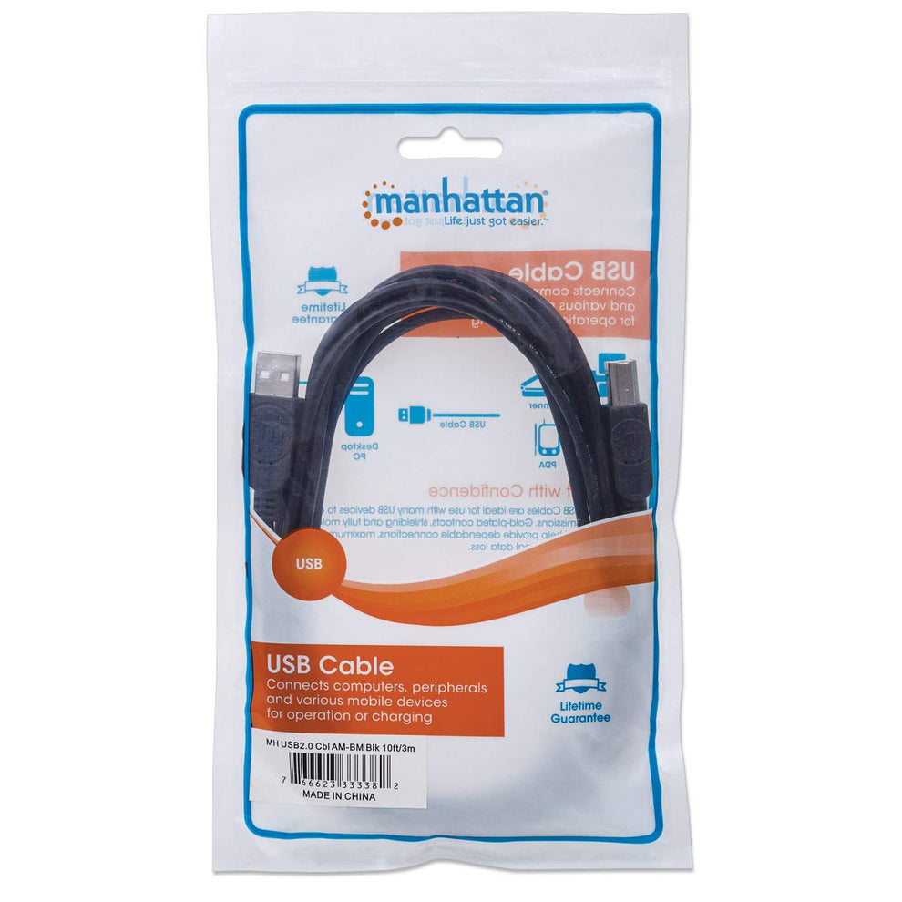 MANHATTAN USB 2.0 Anschlusskabel 5,0m schwarz Typ A-Stecker / Typ B-Stecker