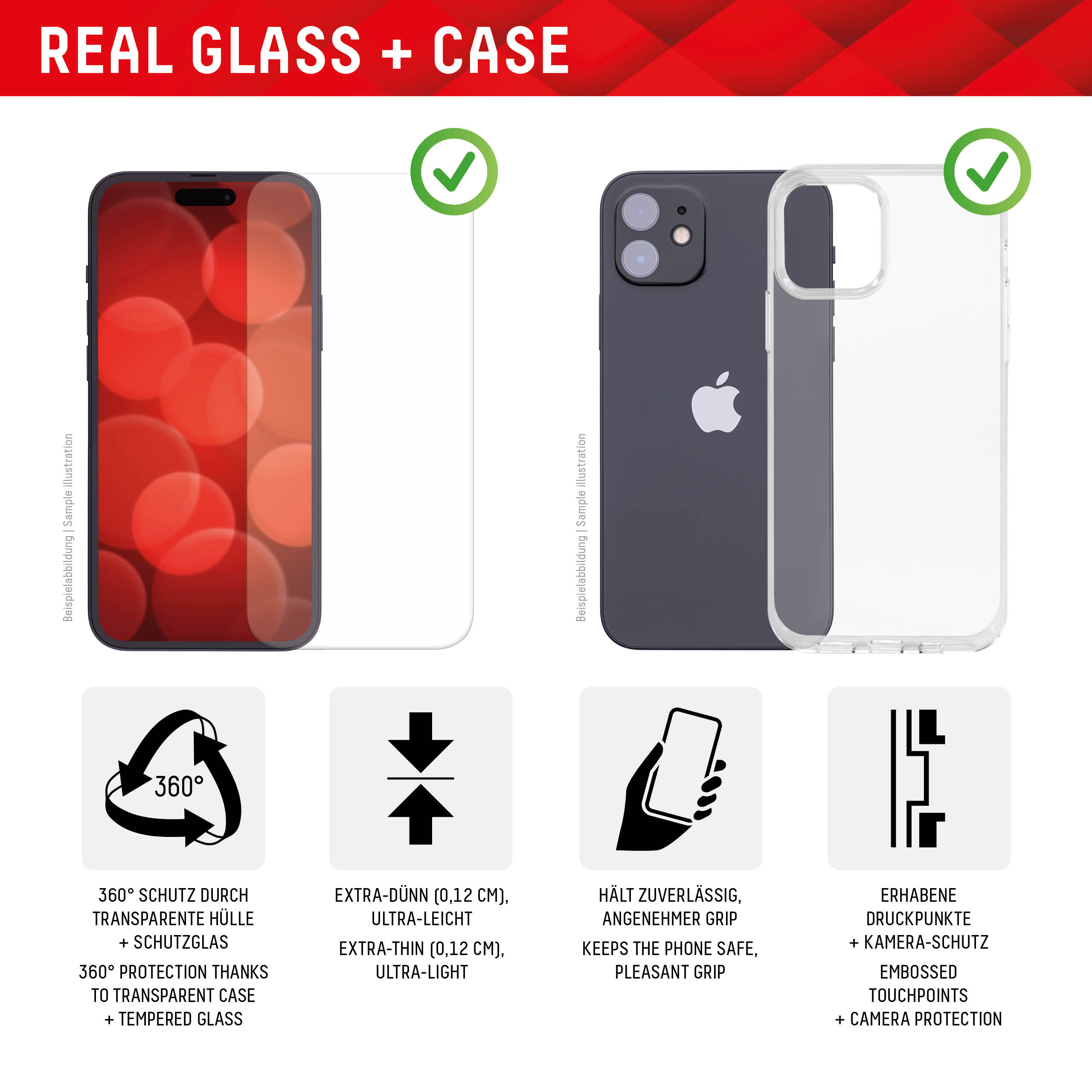 DISPLEX Glass + Case iPhone 15
