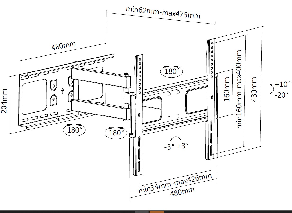 Equip Wandhalterung 32-55/1TFT gelenkig 4Gelenke 50Kg sw retail