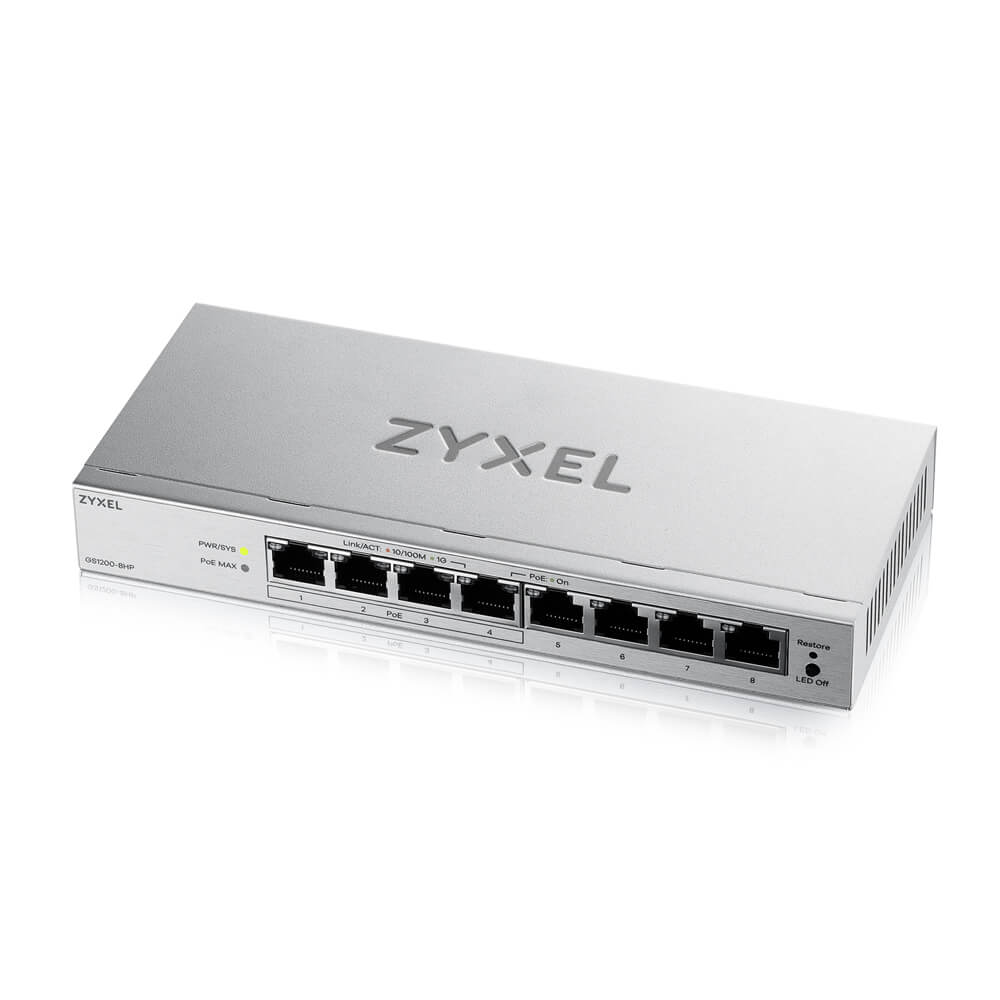 Zyxel GS1200-8HPV3 8-Port Gigabit PoE+ web/smart managed