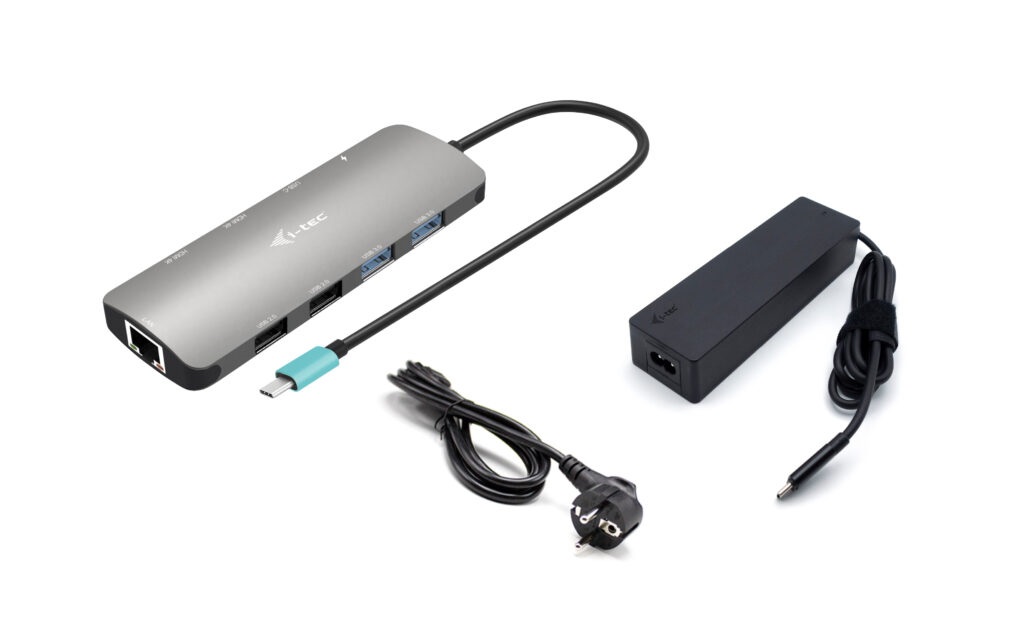 I-TEC USB-C Metal Nano Dock 2x HDMI 1x GLAN 2x USB 3.2 2x USB 2.0 1x USB-C 3.2 Gen.1 Data 1x USB-C 100W PD + Netzteil 100W
