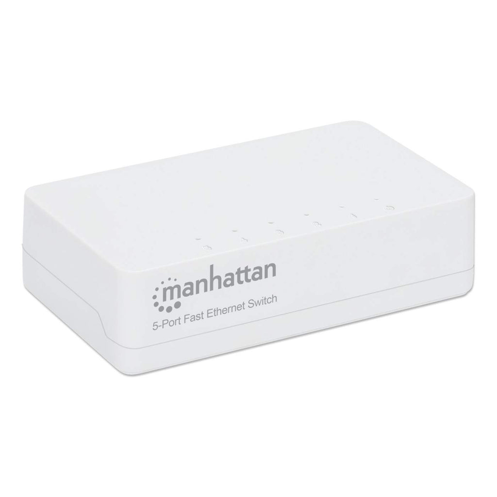 MANHATTAN 5-Port Fast Ethernet Switch Kunststoffgehaeuse verbindet 5 Netzwerkgeraete bei 10 oder 100 Mbits Plug and Play-Installatio