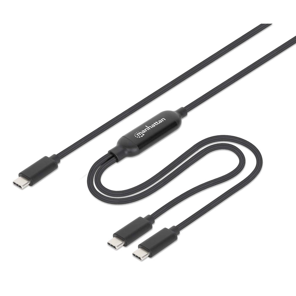 MANHATTAN Dual USB-C Ladekabel 100 W 2 m schwarz