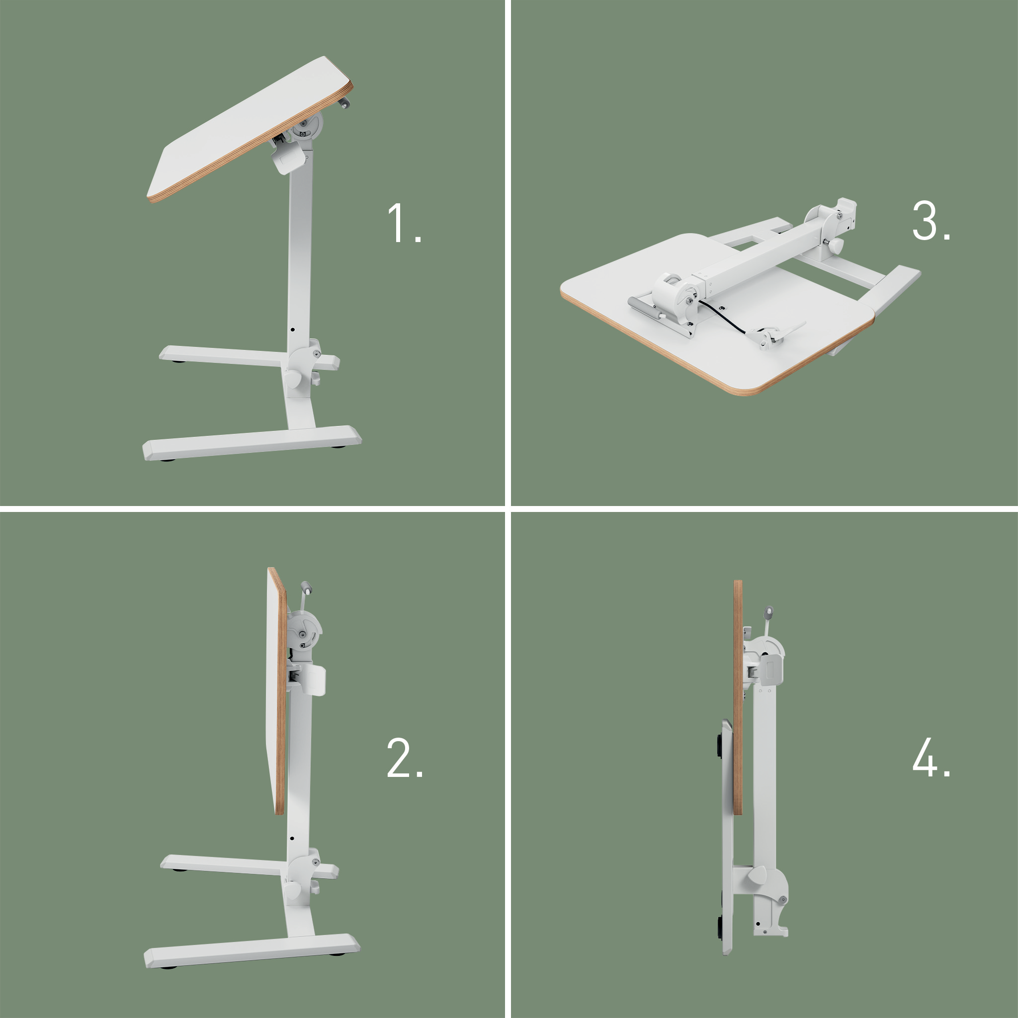LEITZ Ergo Compact höhenverstellbarer Schreibtisch weiß rechteckig, A-Fuß-Gestell weiß 65,0 x 46,0 cm