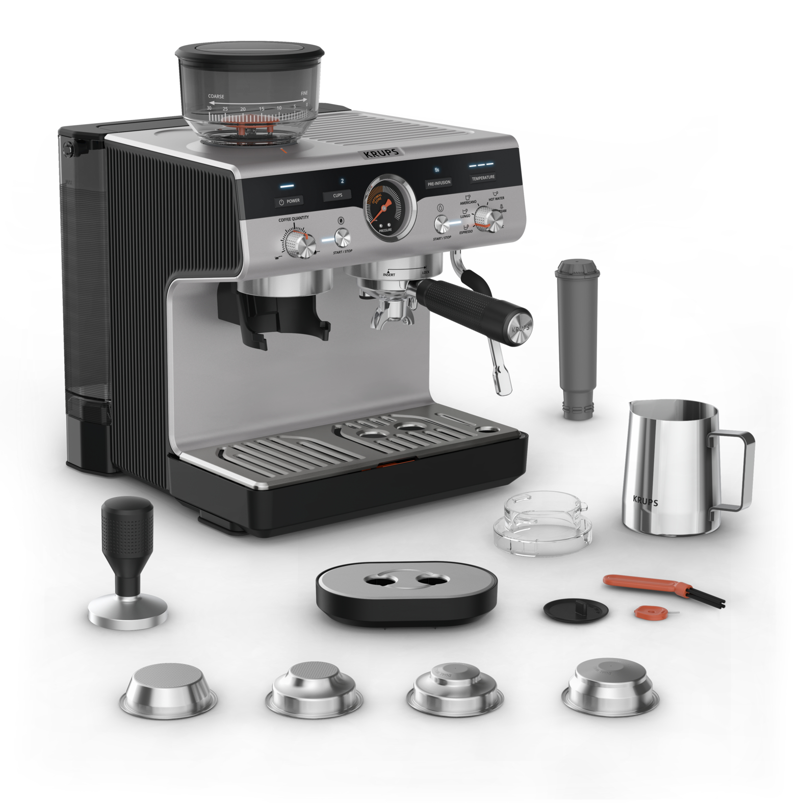 Krups XP801T Precision Espressomaschine, schwarz/silber