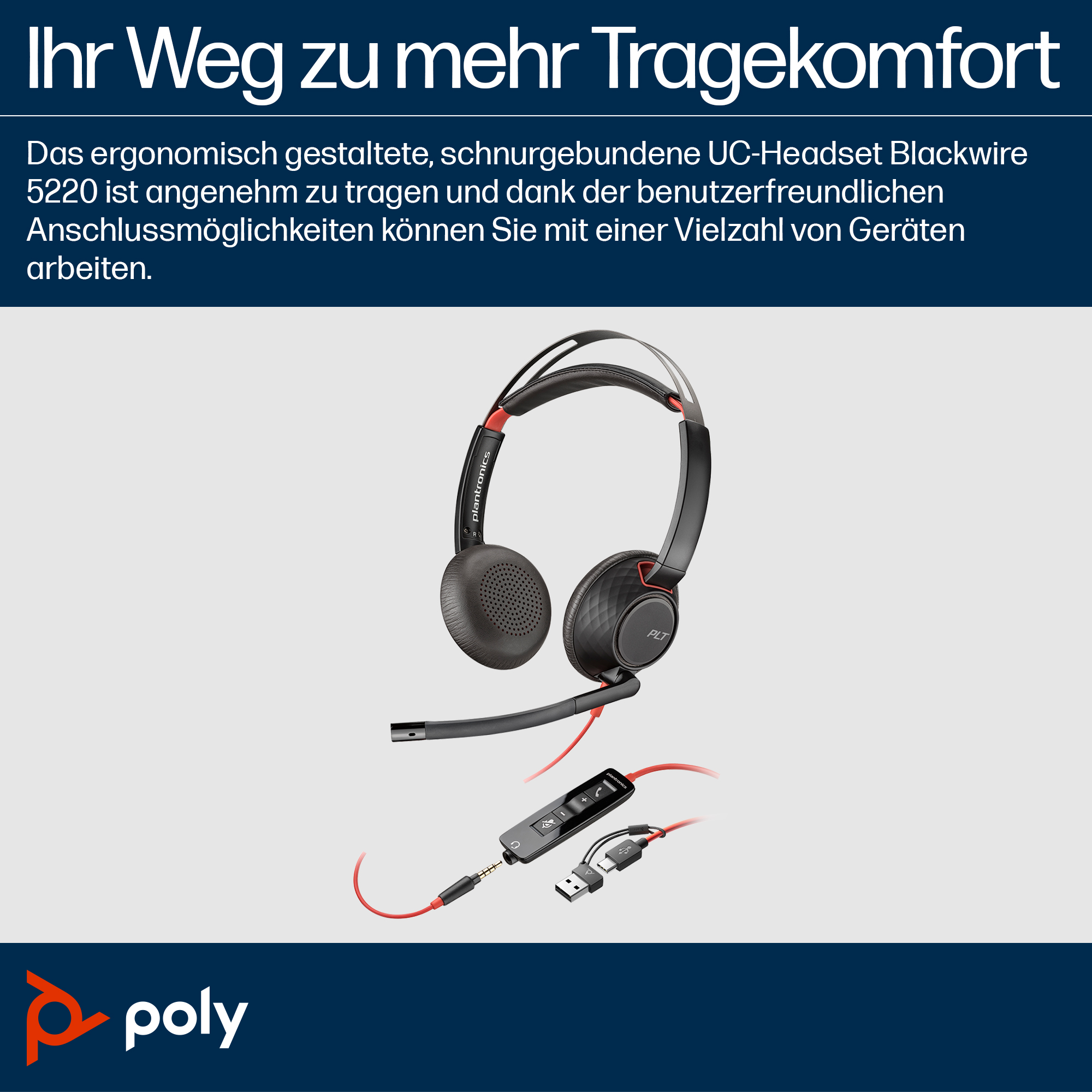 HP Poly BW 5220 USB-C HS +3.5mmP +USB-C/A