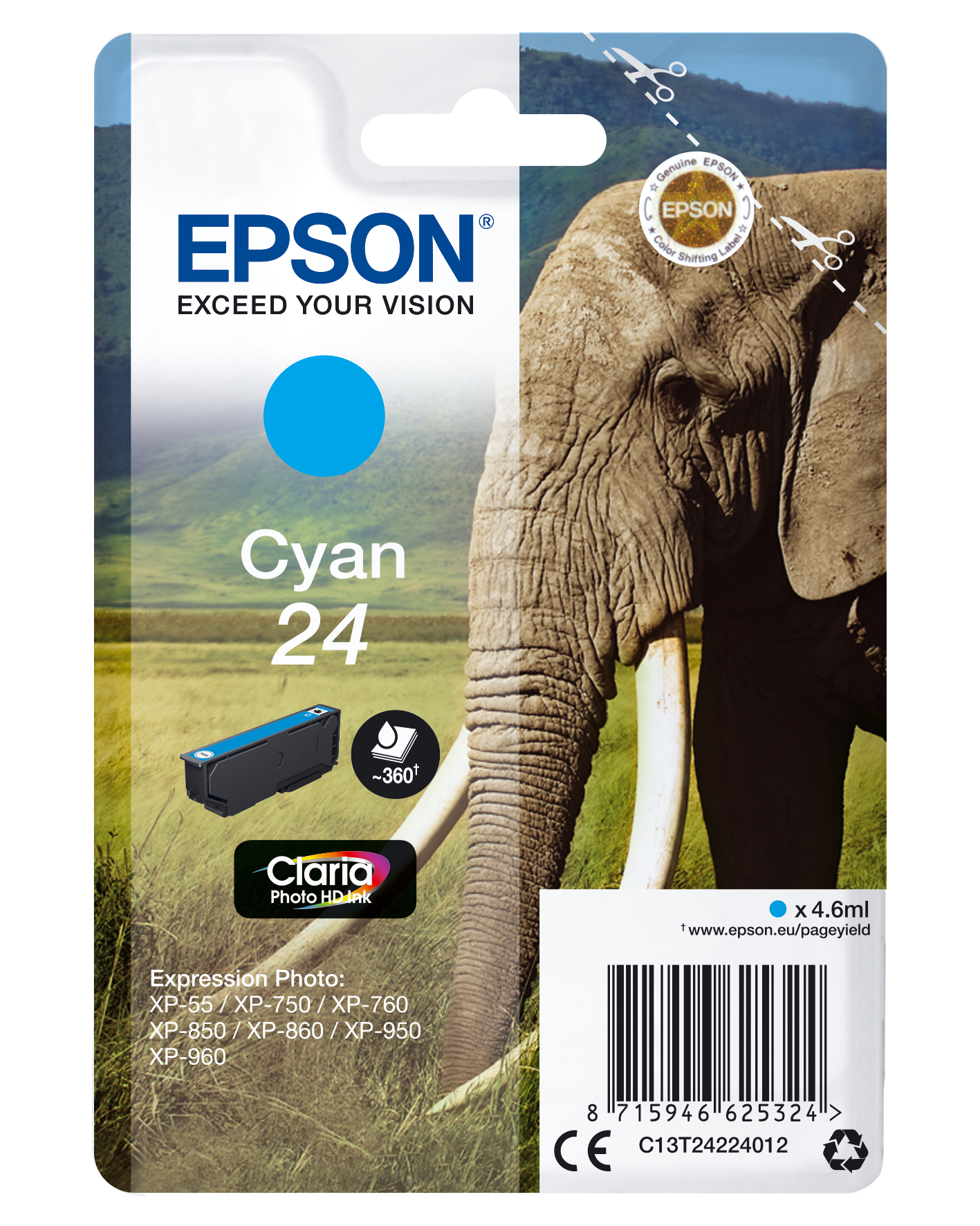 EPSON 24 / T2422 (Elefant) cyan Druckerpatrone