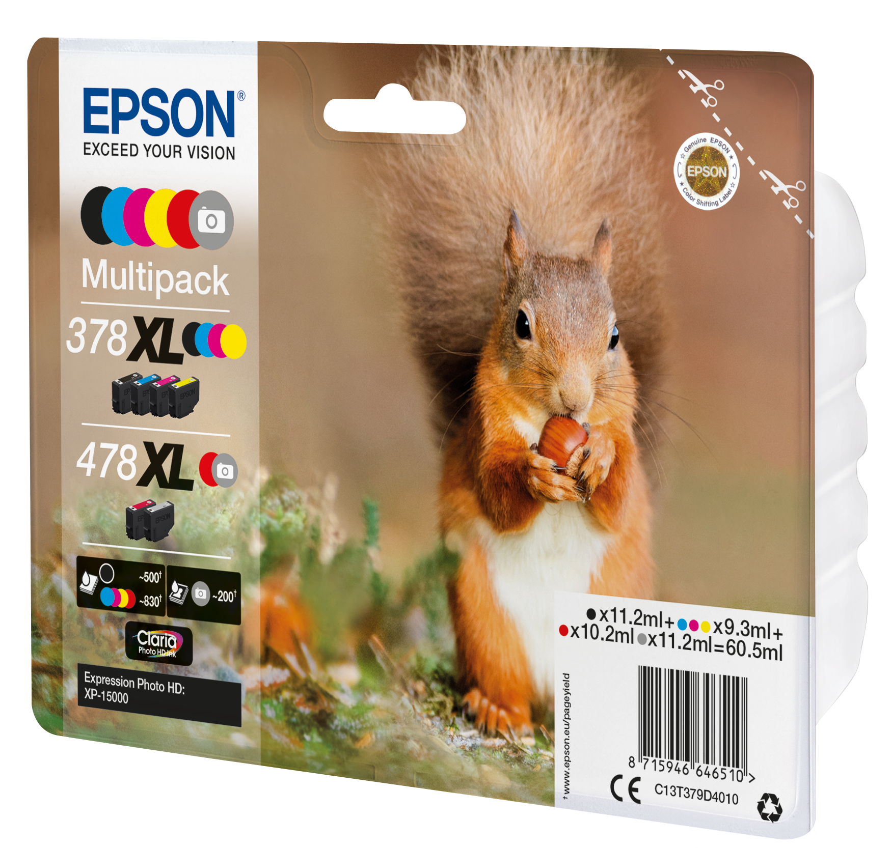 EPSON 378XL/478XL /T379D4 (Eichhörnchen) schwarz, cyan, magenta, gelb, rot, grau Druckerpatronen, 6er-Set