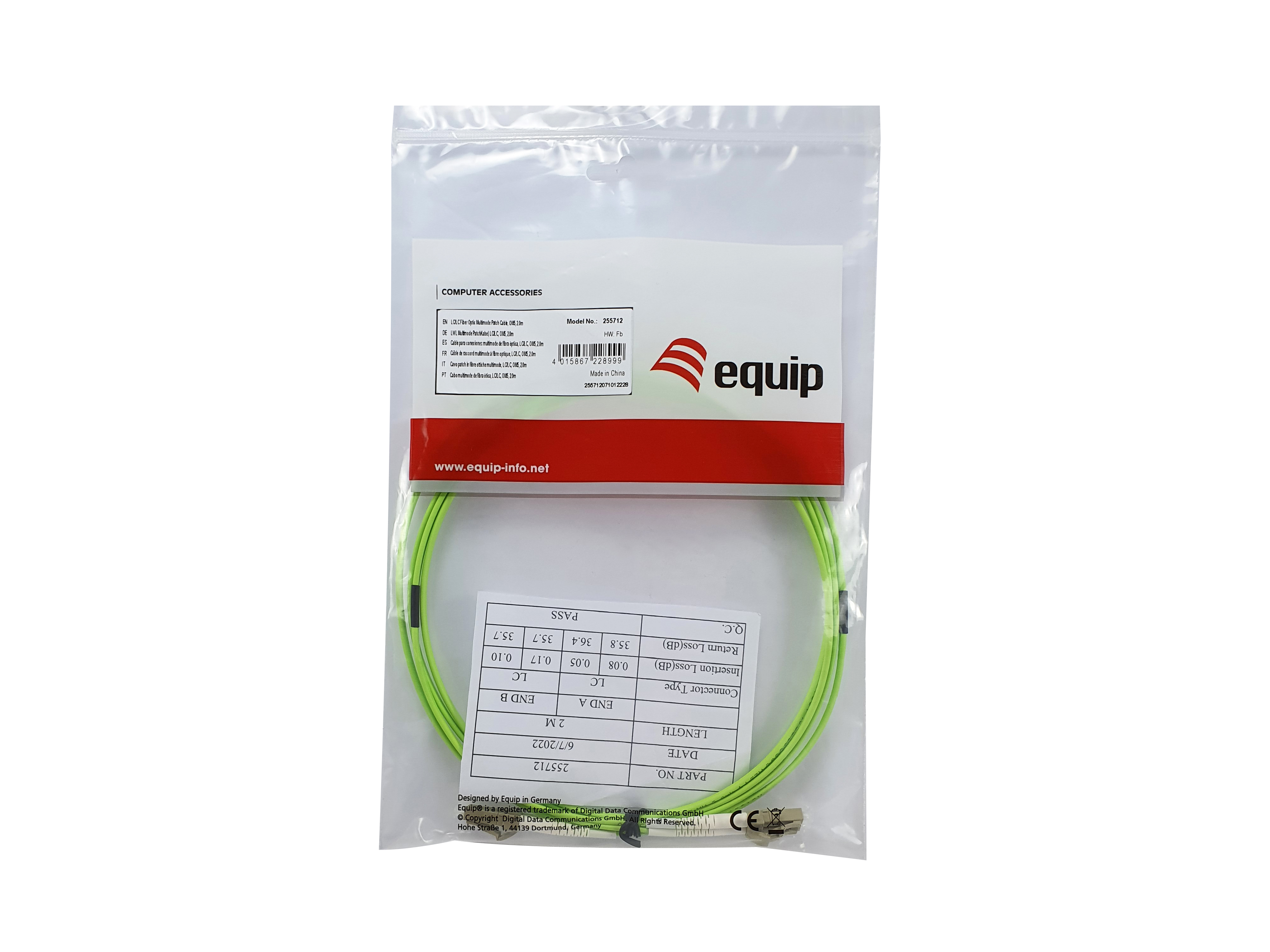 Equip Adapterkabel LC->LC 2.00m Multimode Duplex OM5 grün