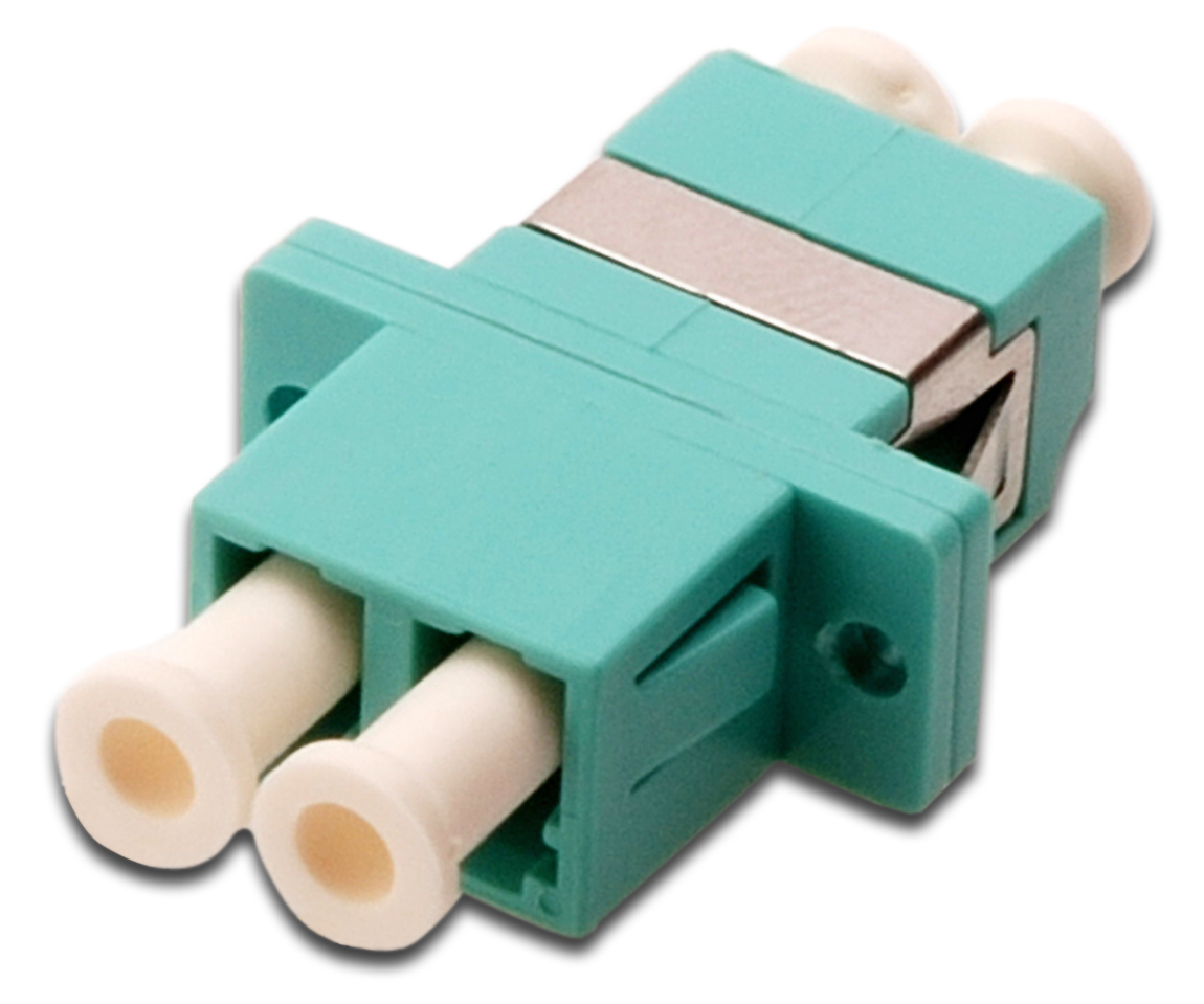 FO COUPLER DUPLEX LC TO LC MM OM3 AQUA CERAMIC SLEEVE