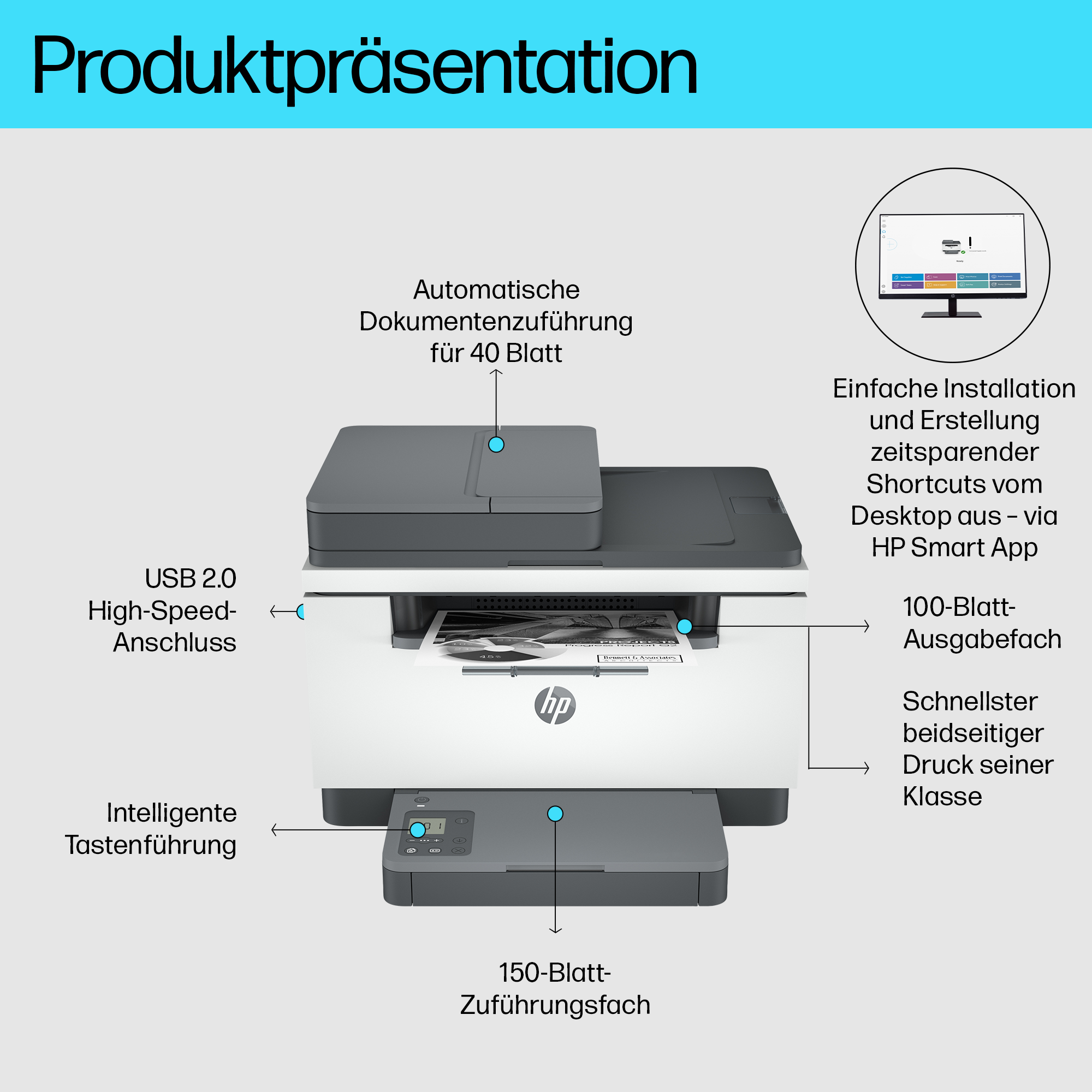 HP LaserJet MFP M234sdn 3 in 1 Laser-Multifunktionsdrucker weiß