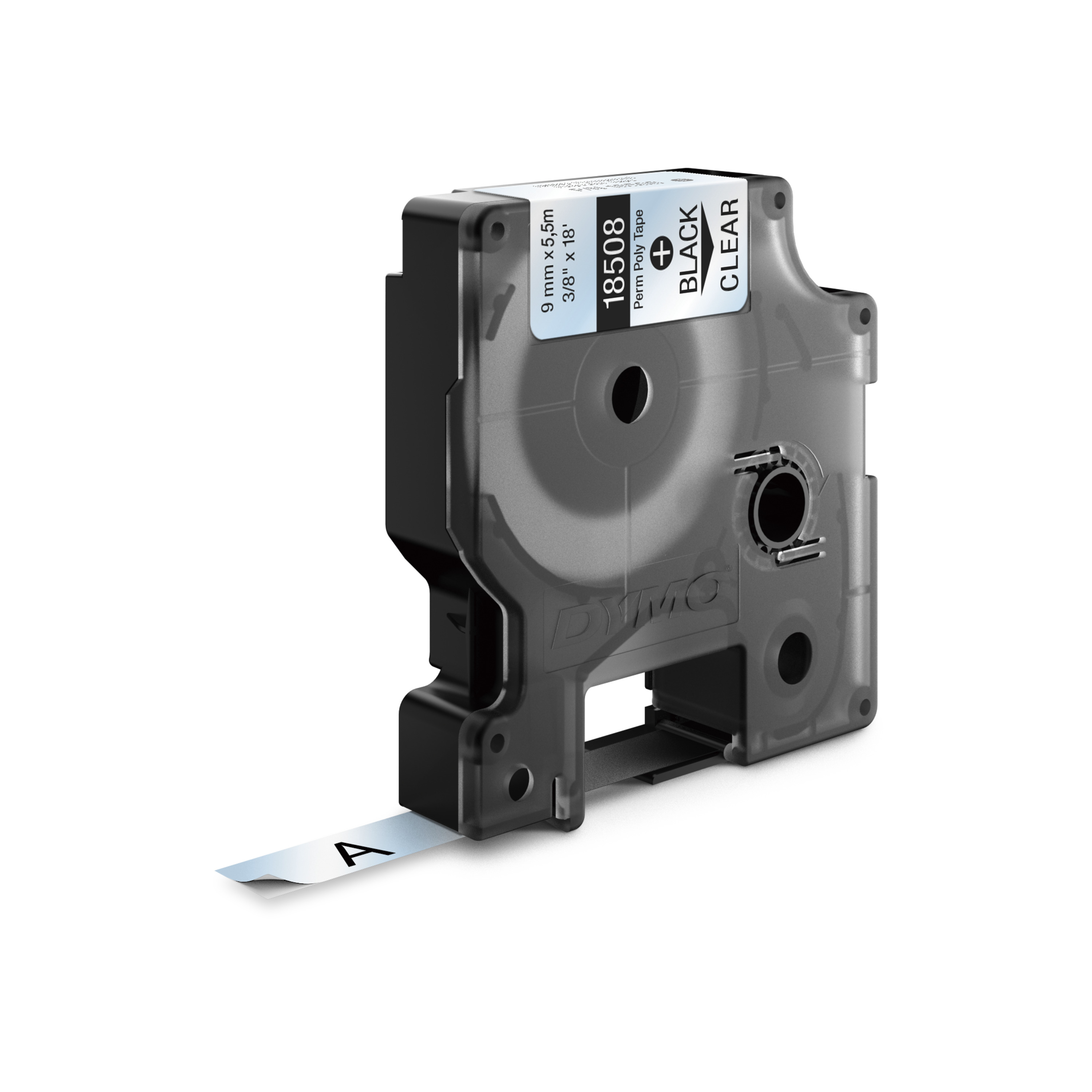 DYMO Schriftband RHINO 18508 18508DMO, 9 mm, schwarz auf transparent, 1 St.