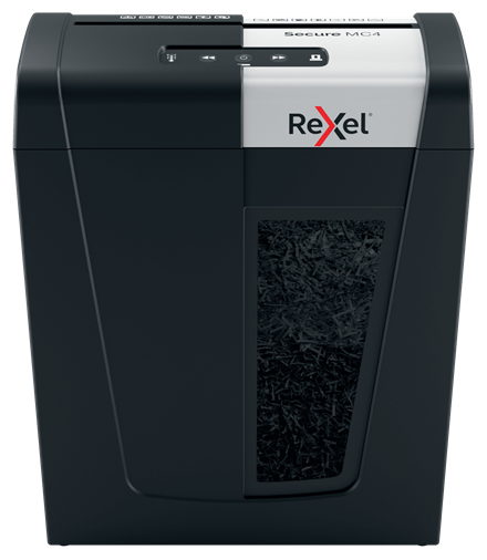 Rexel Secure MC4 Aktenvernichter mit Partikelschnitt P-5, 2 x 15 mm, bis 4 Blatt, schwarz
