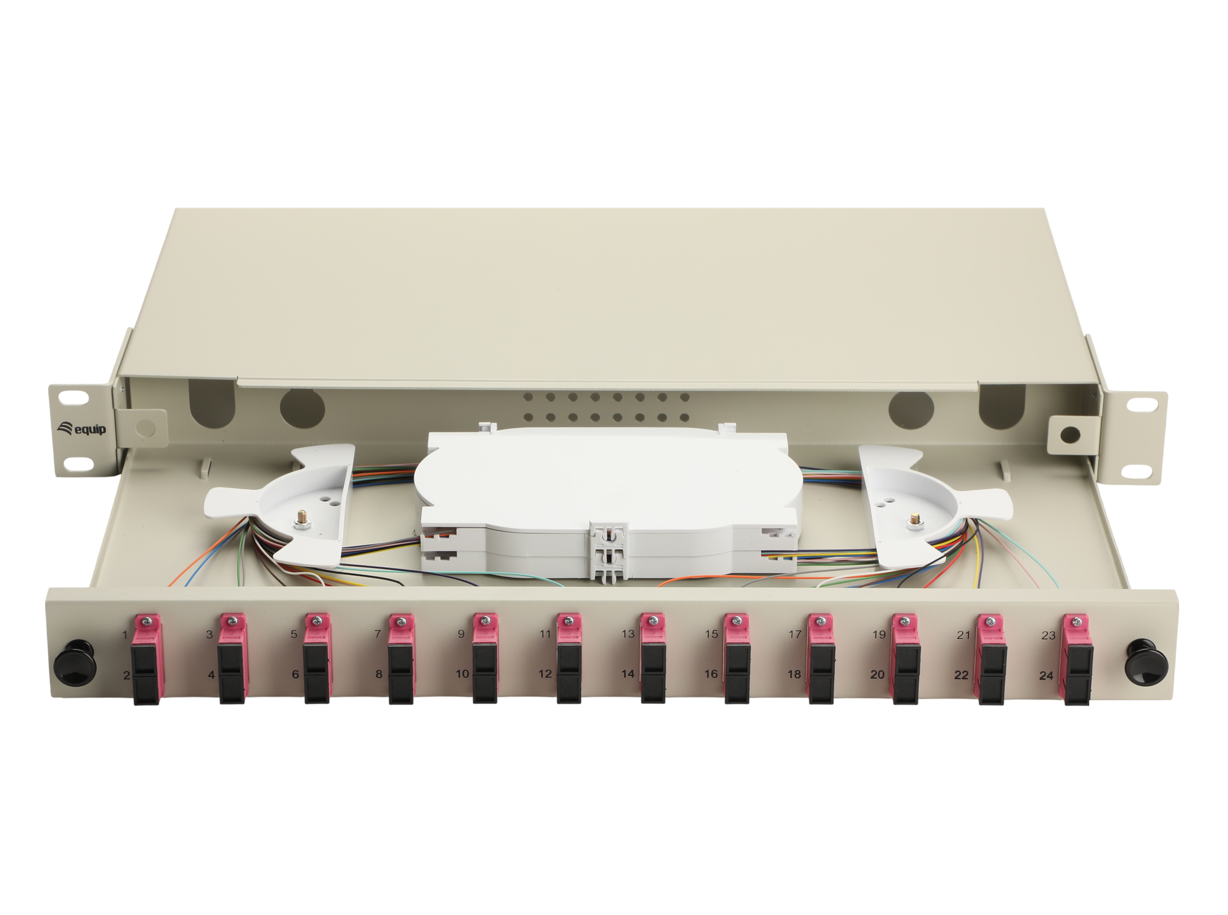 Equip LWL-Spleißkasten 12-Port SC-Duplex OM4 1U komplett gr