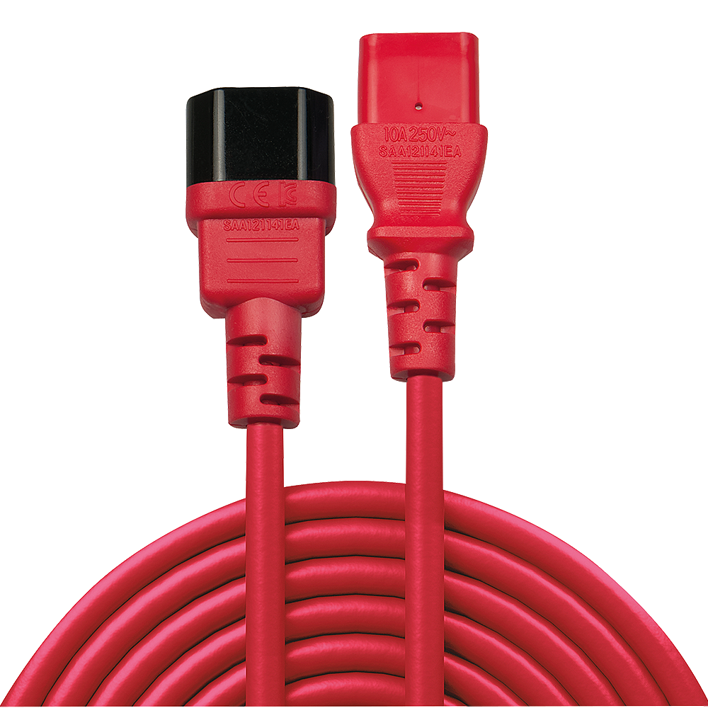 LINDY IEC-Netzverlängerung C14 - C13 rot 1m