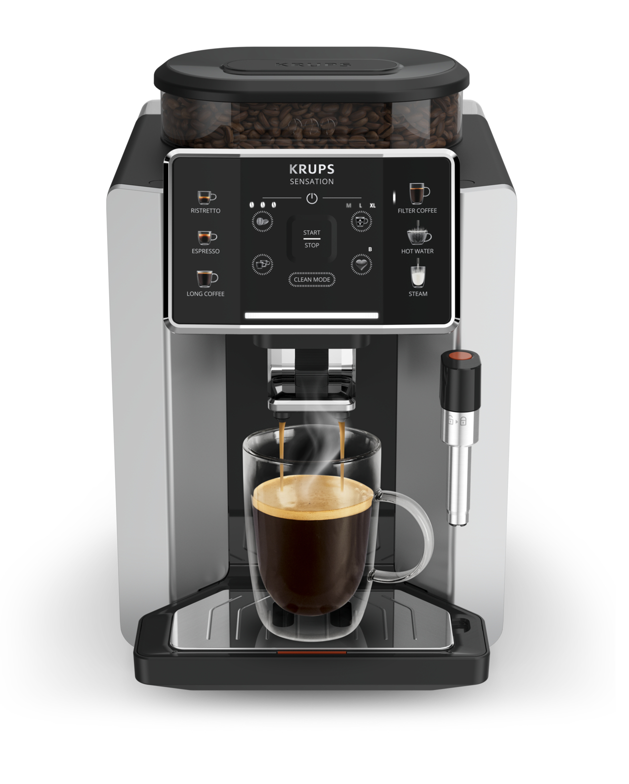 Krups EA910E10 , Kaffeevollautomat , schwarz-silber