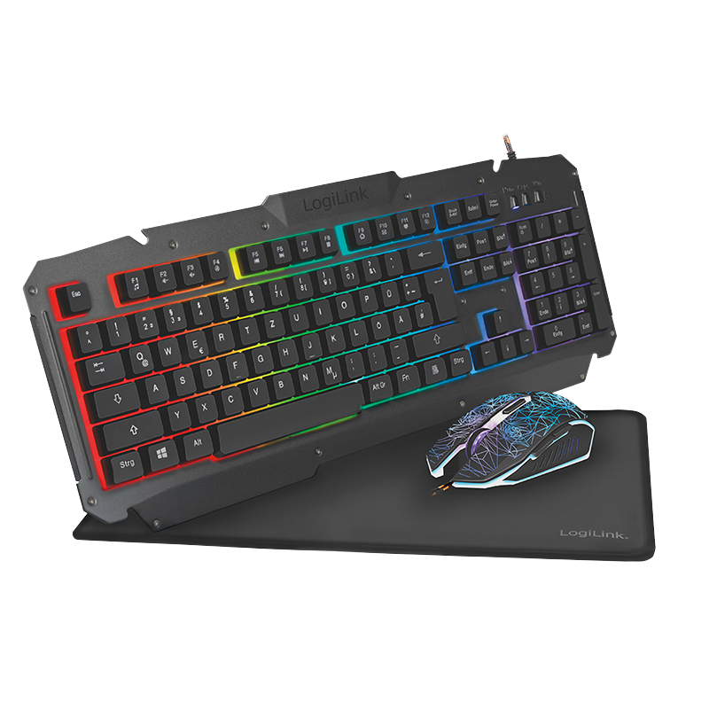 Logilink Gaming-Set aus Tastatur, Maus und Mauspad