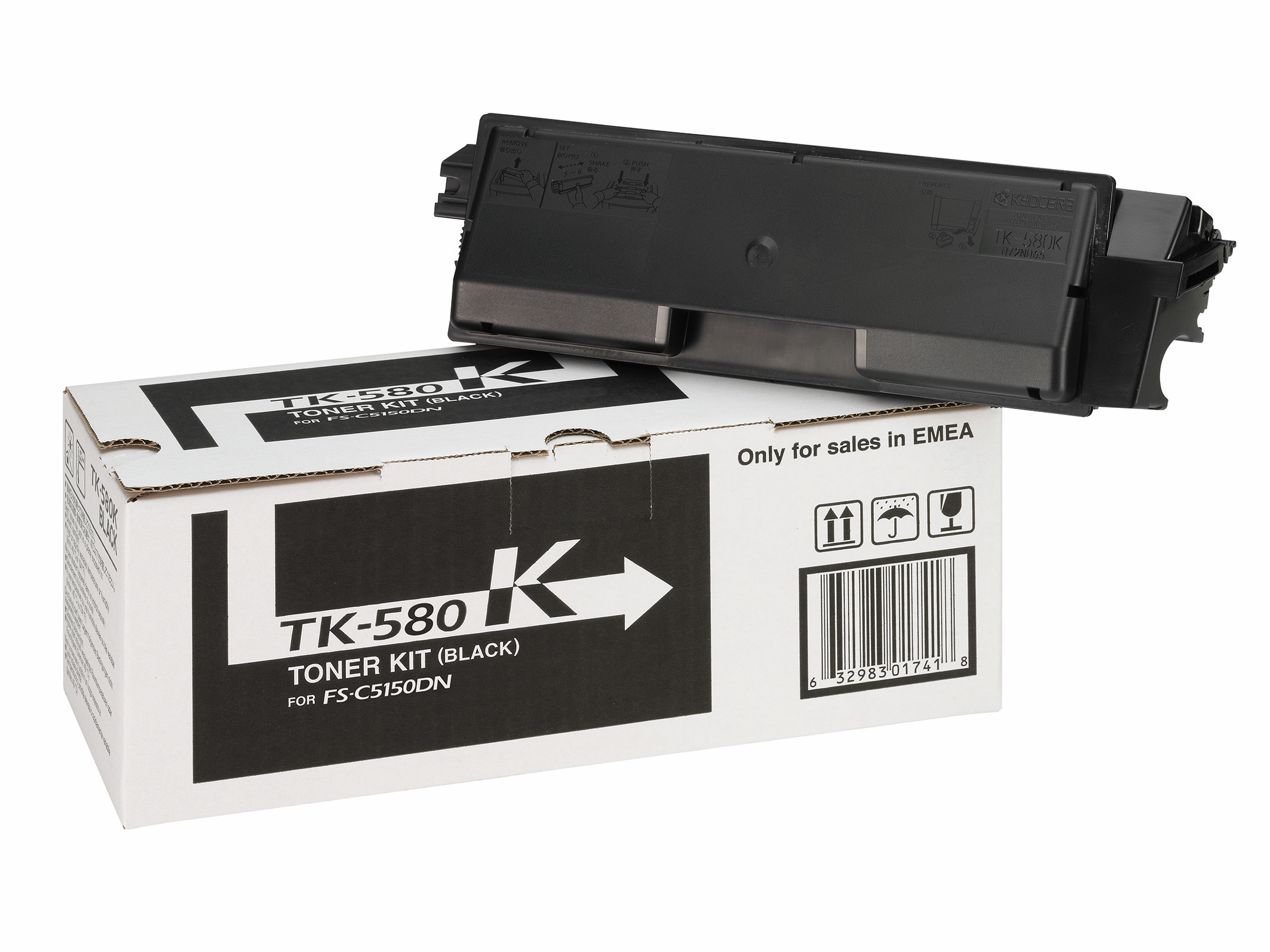 KYOCERA TK-580K Toner schwarz inkl. Resttonerbehälter fur 3.500 Seiten gem. ISO/IEC 19798