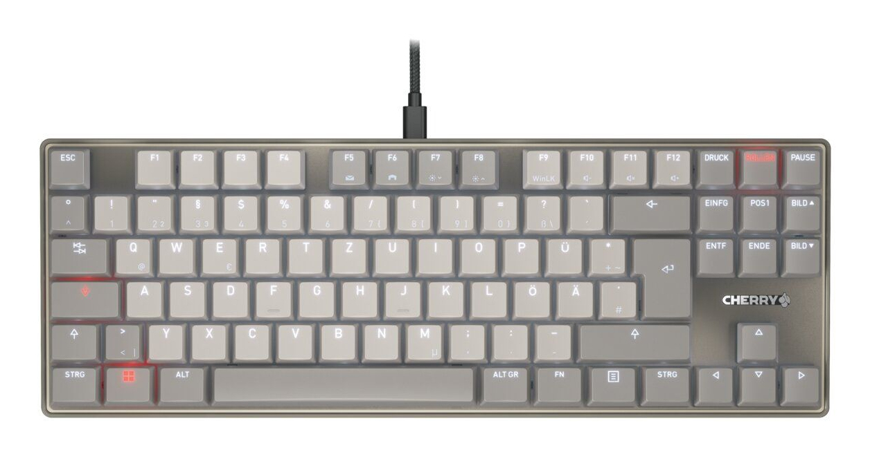 CHERRY KC500MX-LP Tastatur Wired DE TKL 80% 1.80m hellgrau