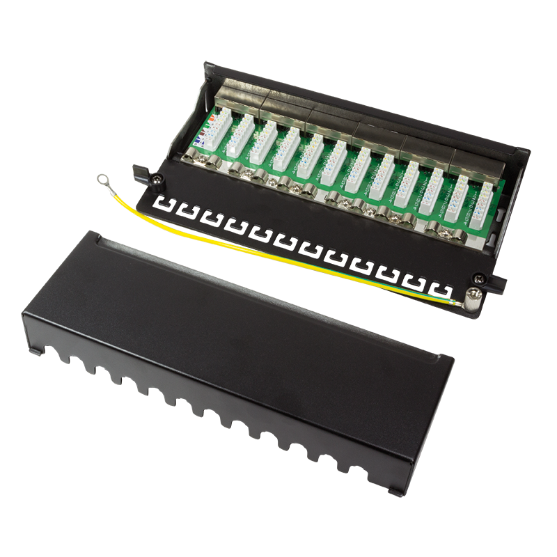 Logilink Patchpanel Tisch/Wand Cat.6 STP 12 Ports, schwarz