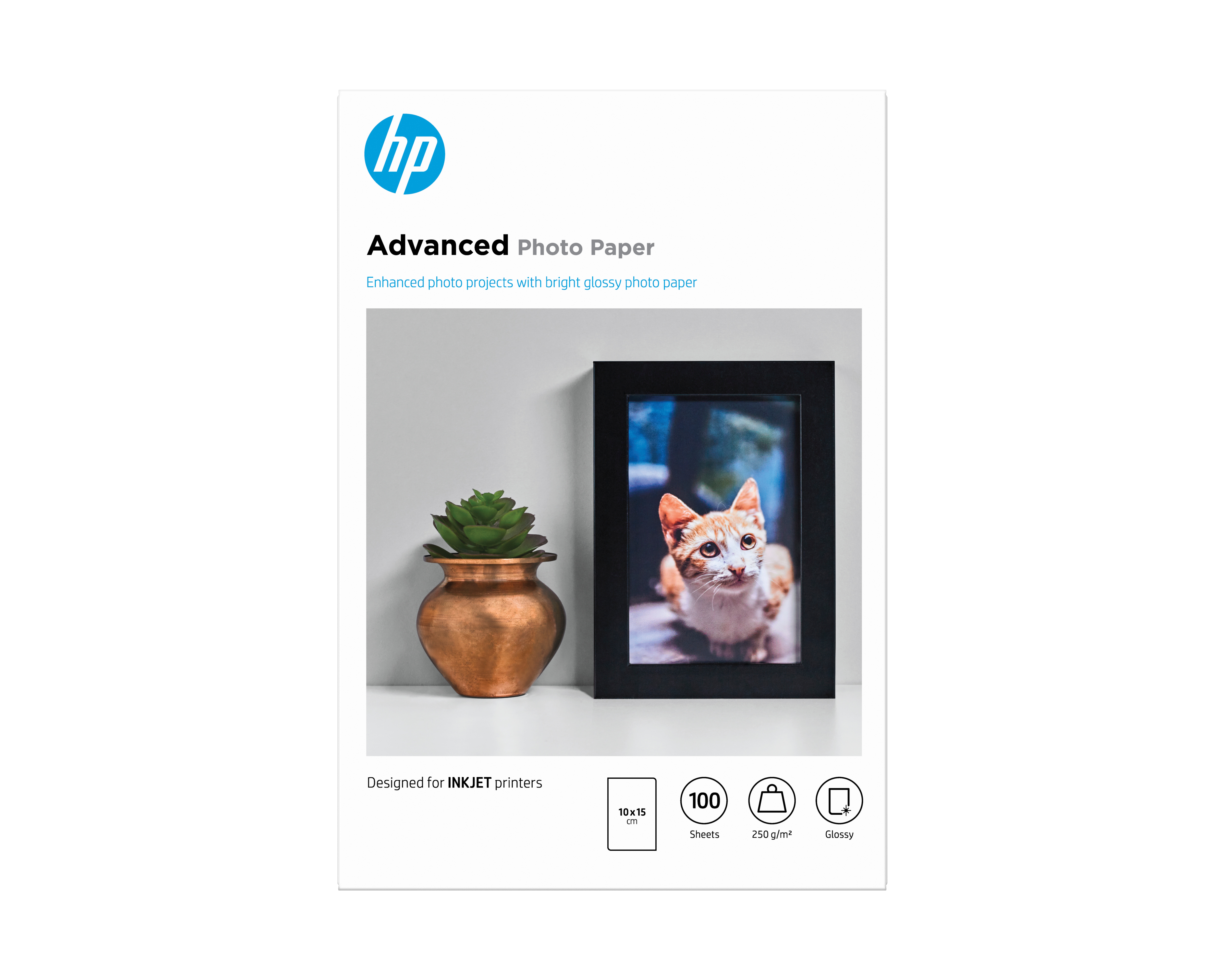 HP original Q8692A Advanced glossy photo paper Ink cartridge 250g/m2 100x150mm 100 sheets 1-pack borderless