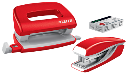 LEITZ Locher und Heftgeräte Set NeXXt WOW rot