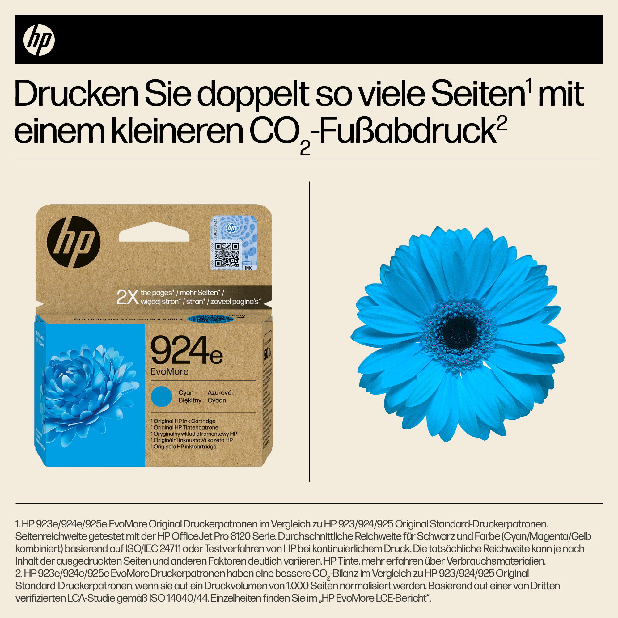 HP 924e EvoMore Cyan Original Ink Cartridge