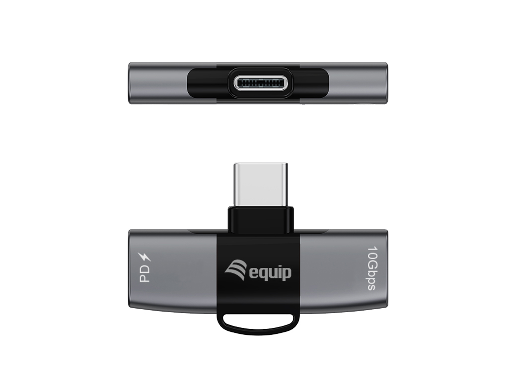 Equip Adapter USB-C->2xUSB-C 10Gbps PD 100W Alu.