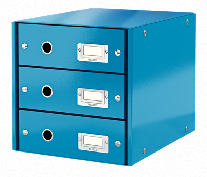 LEITZ Schubladenbox Click & Store blau 60480036, DIN A4 mit 3 Schubladen, 1 St.